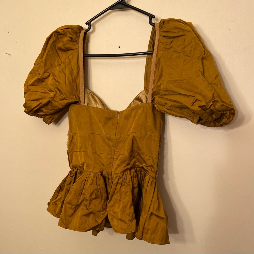 Brock Collection Brown Metallic Ruffle Blouse 00 NWT - Picture 3 of 3